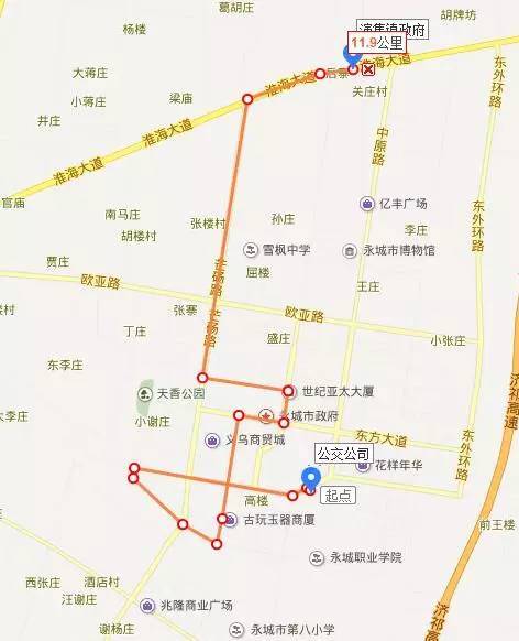 永城市1到16路最新公交路线