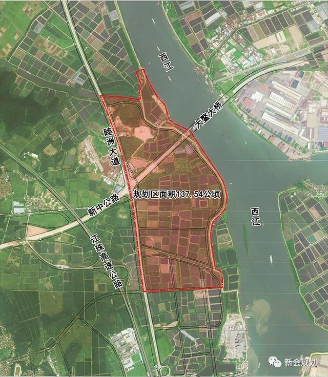 新会睦洲要规划建设这个新区 面积有137.54公