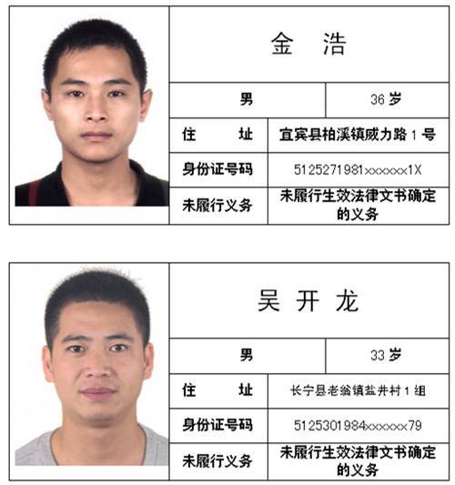 宜宾189名老赖姓名、照片、地址大曝光