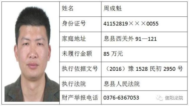 信阳法院曝光30名“老赖”名单 看有你认识的吗