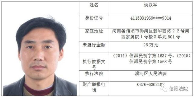 信阳法院曝光30名“老赖”名单 看有你认识的吗