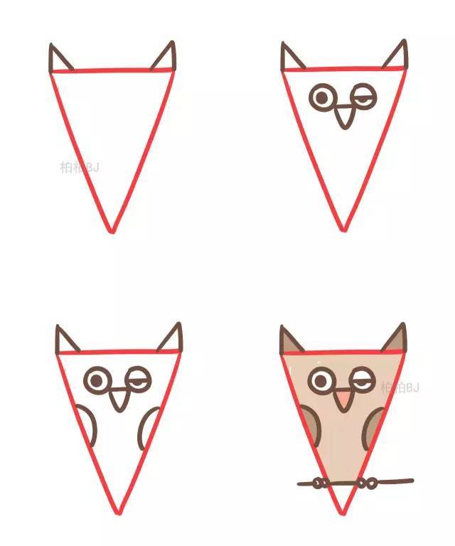 和孩子一起来画简笔画吧!三角形变形之动物篇