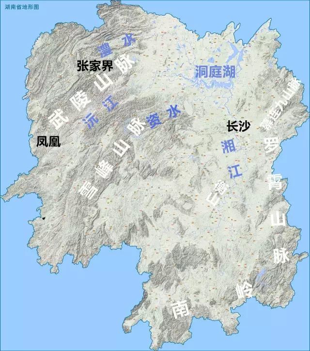 ▼(湖南省地形图,地图源自@地之图网站,星球研究所标注)山与水共同围