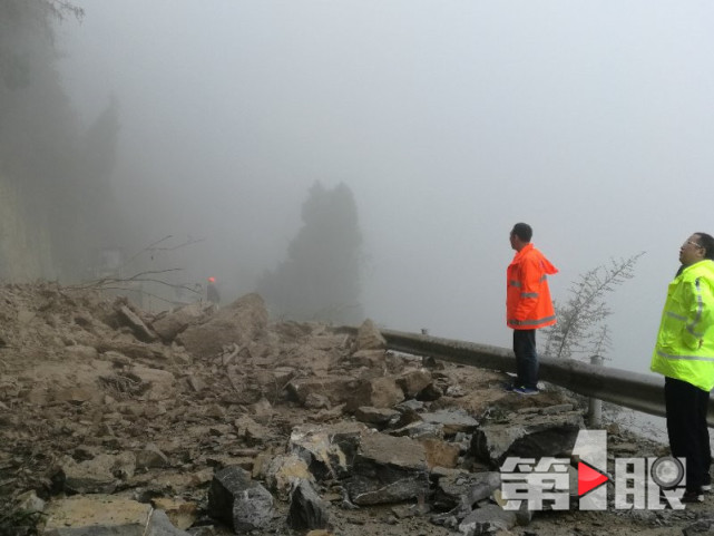 重庆一山体发生大面积滑坡 道路中断
