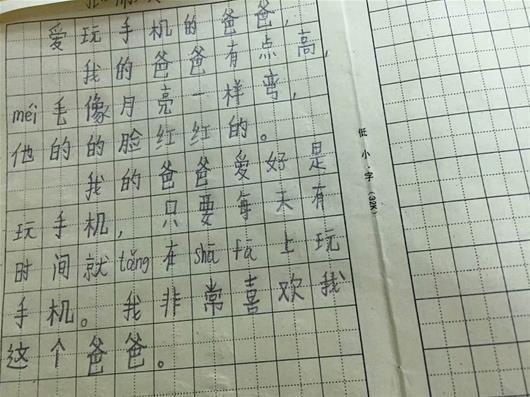 小学生随堂作文热传:我爸爸最爱玩手机