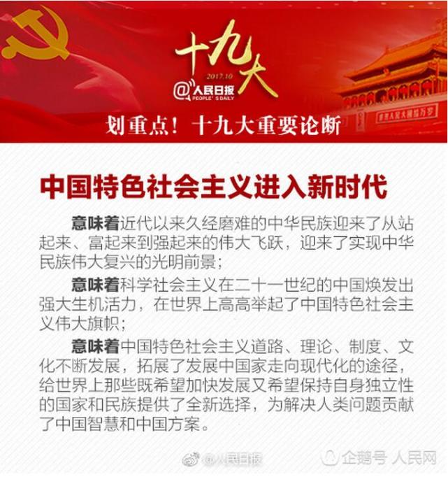 划重点!十九大重要论断整理