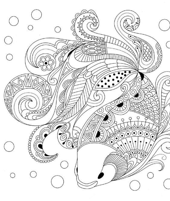 插画:黑白线条图案-鱼