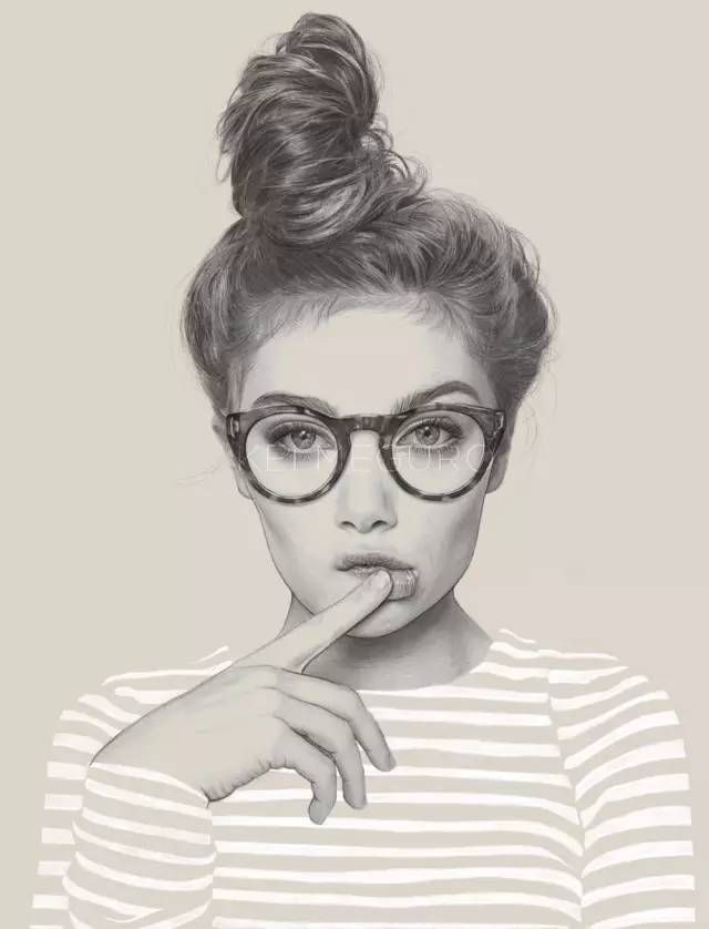 画画的女人都好有气质细腻美女素描水彩