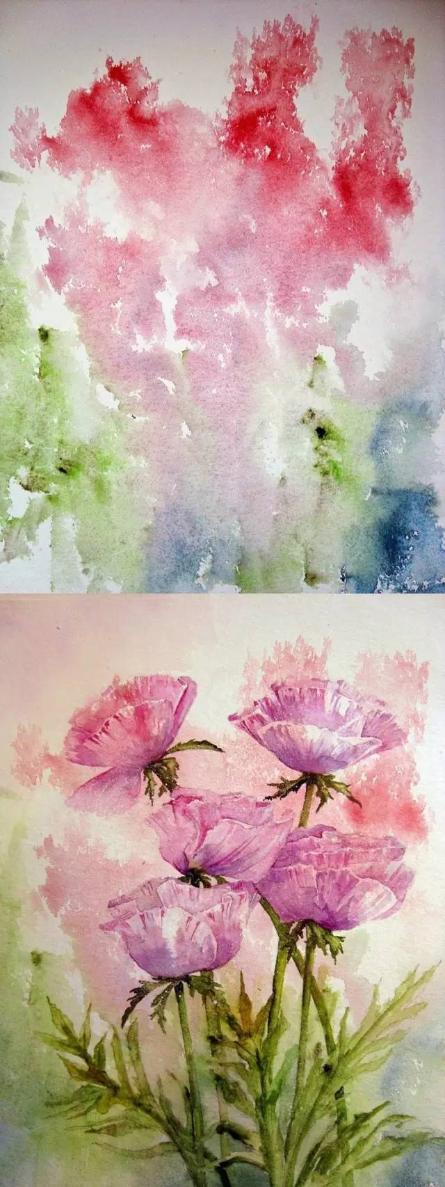水彩画步骤过程图:英国艺术家水彩画花卉