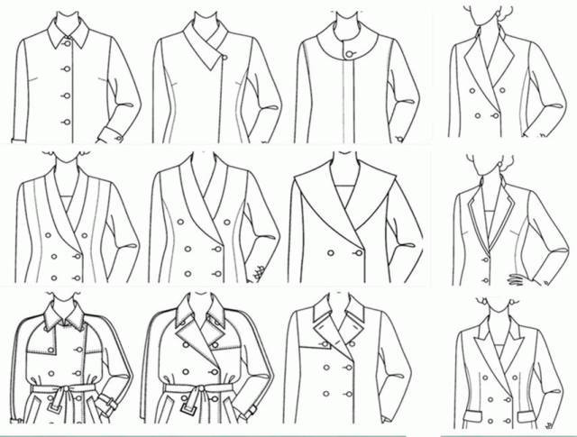 8款女士大衣的制版裁剪图(附:合体版与宽松版大衣原型