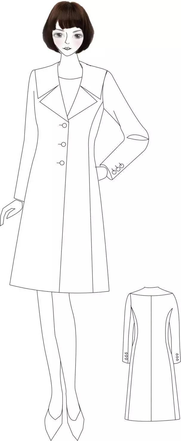 8款女士大衣的制版裁剪图(附:合体版与宽松版大衣原型