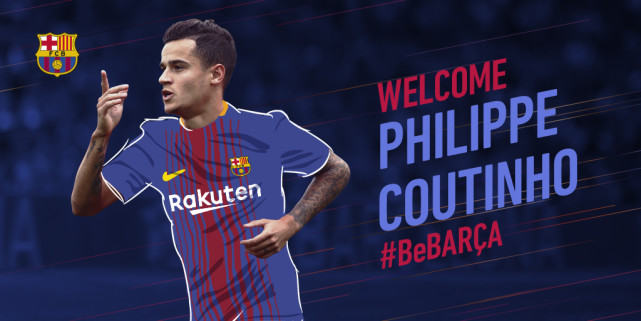 巴萨官宣库蒂尼奥加盟 总价或达1.6亿欧创队史