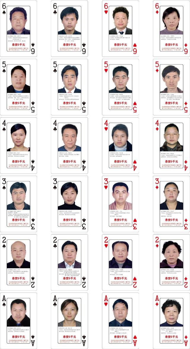 看到他们请报警！长垣警方发布2018版扑克牌通缉令