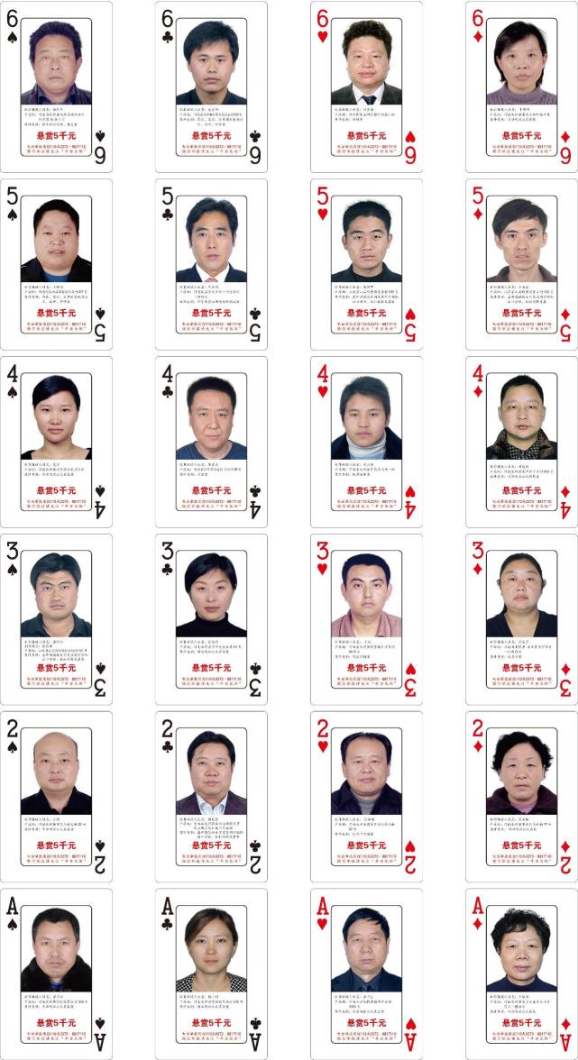 看到他们请报警!长垣警方发布2018版扑克牌通缉令