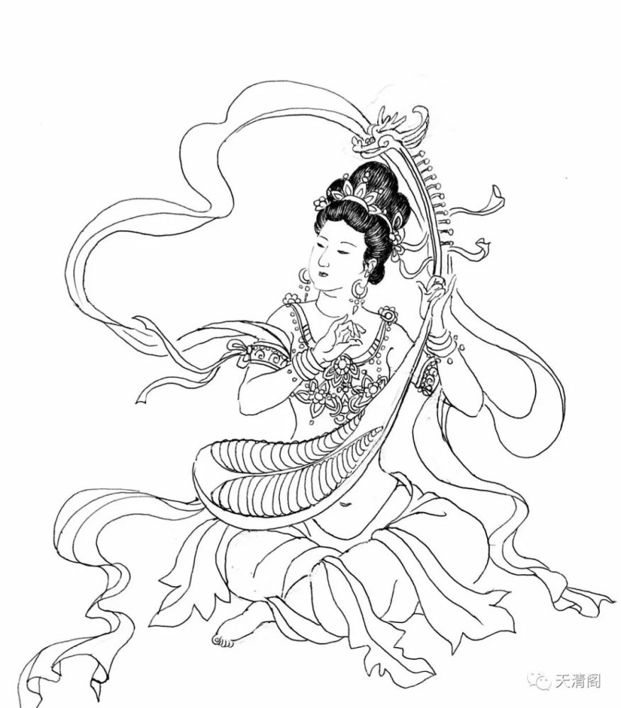 中西方仙女白描对比,神韵天成,你喜欢哪方的?