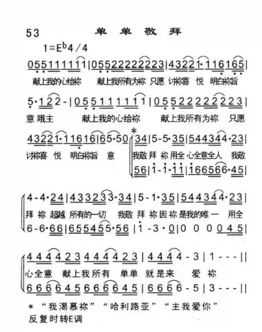 哈利路亚的简谱(2)