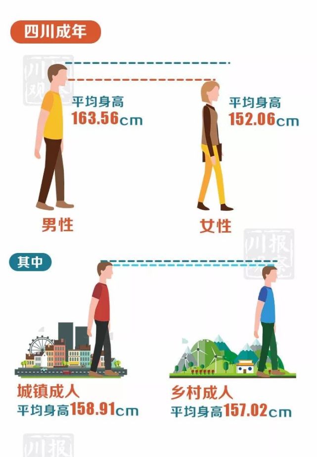 四川人健康報告：全省成年男性平均身高163.5cm