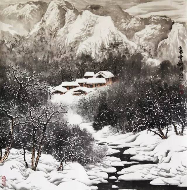 马远《晓雪山行图》,这雪地什么都没有,白茫茫大地一片真干净!