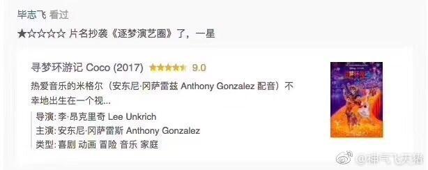 《纯洁心灵》导演给《寻梦环游记》打一星?回应:我没有豆瓣账号
