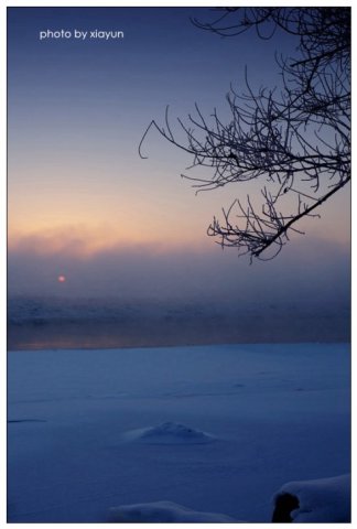 美哉,雾凇岛,沿岸的松柳凝霜挂雪,戴玉披银