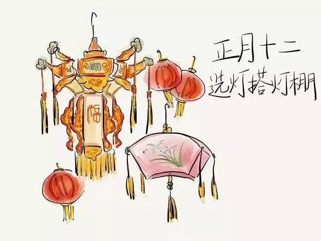 正月十三 点灯买灯笼中国风俗从正月十三开始上灯,正月十八落灯,有"