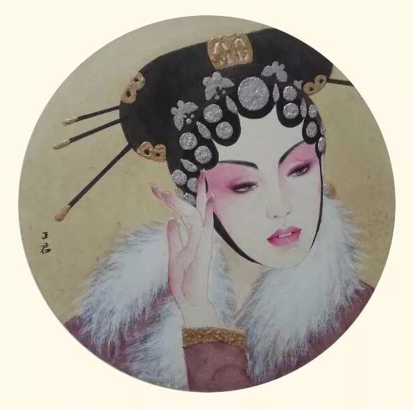 京剧元素与工笔重彩画的融合,竟然这么美!