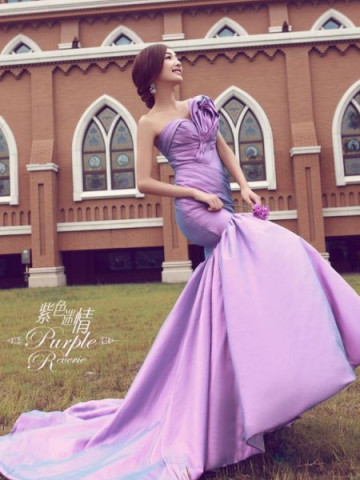 紫色的婚纱_月白星紫色婚纱
