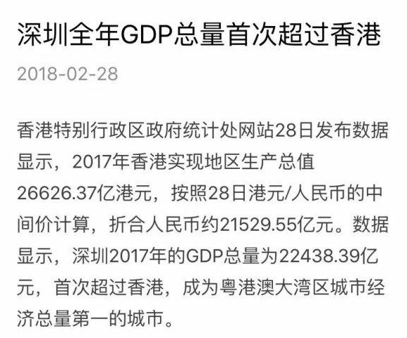 为什么统计GDP没有香港_深圳首超香港,凭啥成粤港澳领头羊