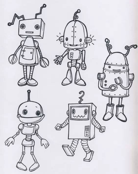 每天学一幅简笔画一组一看就会画的小机器人太全了