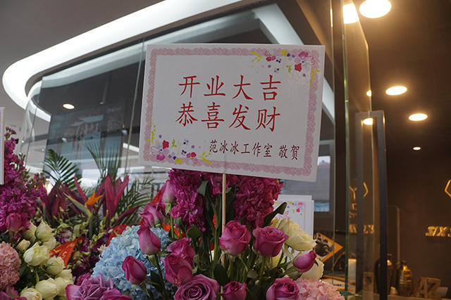 罗紫琳助阵健身工作室开业 范冰冰送花篮道贺