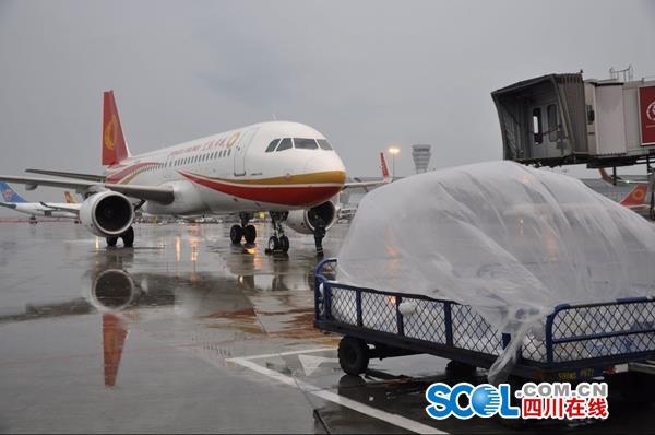 雷暴天气袭蓉 成都机场已有上百个出港航班延