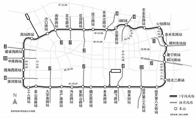 郑州地铁5号线示意图出炉