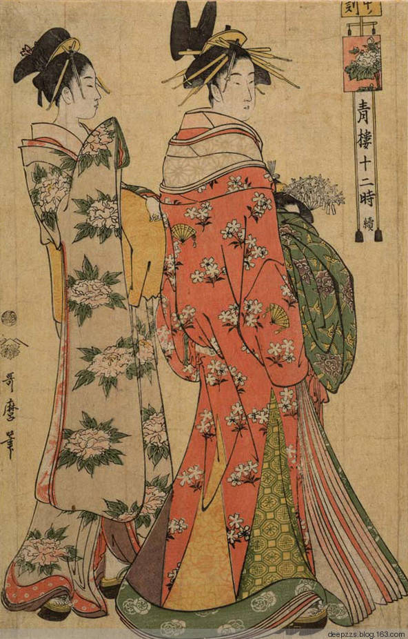 日本绘画喜多川歌麿青楼十二时
