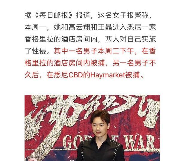 外媒曝董璇老公高云翔性侵被抓 另一名当事人名叫王晶