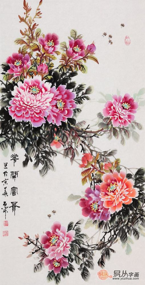 石开牡丹作品《花开富贵》