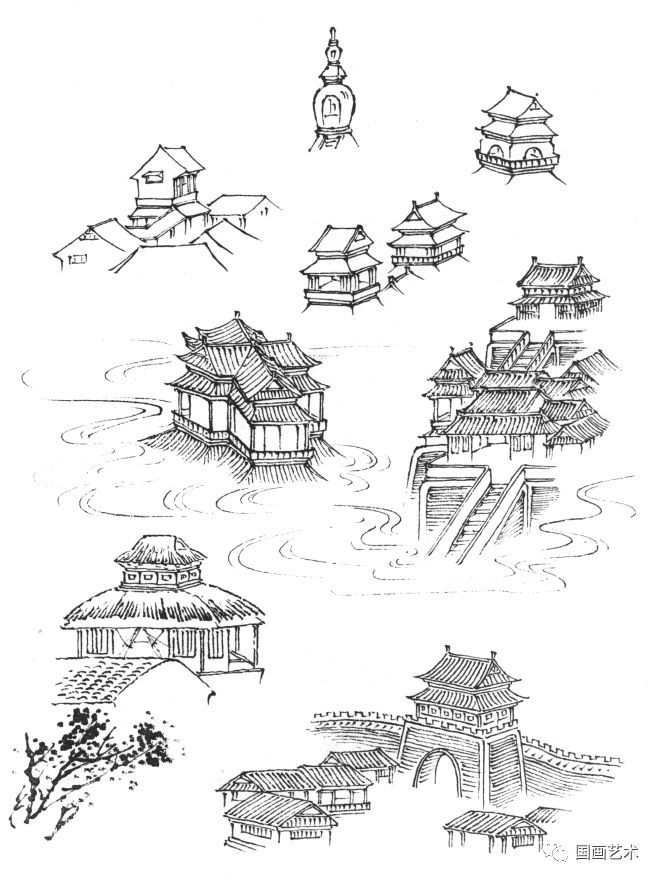 传统山水画点景:楼阁亭榭