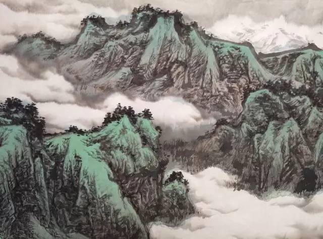 图文教程:赵春秋青绿山水《溪山云起》绘画步骤