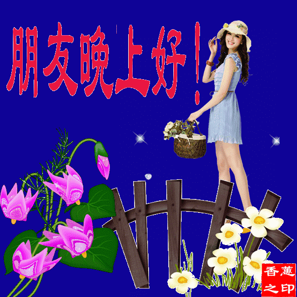 晚上好最漂亮表情图片送给你,亲爱的朋友晚安愿你开心