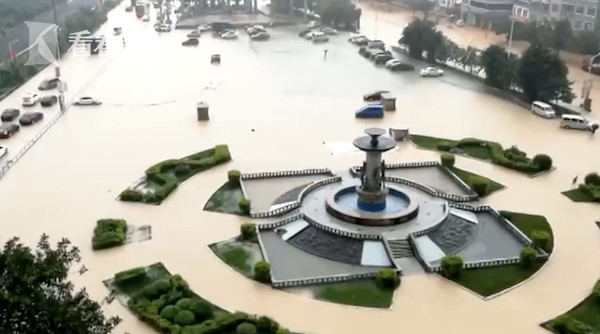 暴雨倾城开启看海模式 市民游着出行