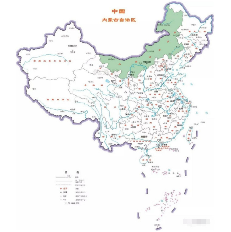 内蒙古在中国的位置,内蒙古各市地图