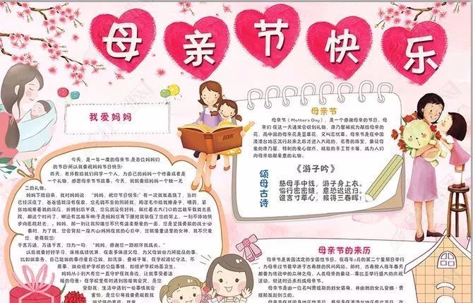 母亲节手抄报 贺卡 素材大全(好词佳句,班会资源),快给孩子收藏吧!