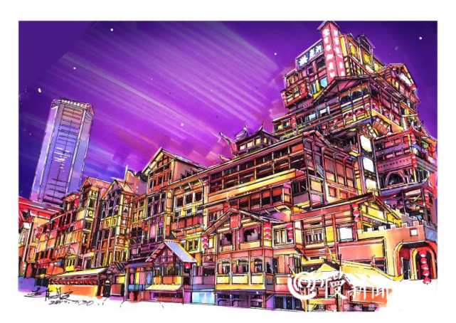 洪崖洞、长江索道…他把重庆原汁原味锁进画