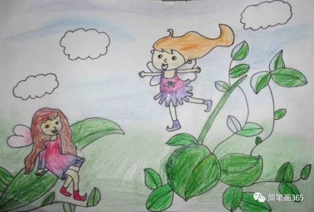 六一 儿童节四年级的学生用彩铅绘画小女孩