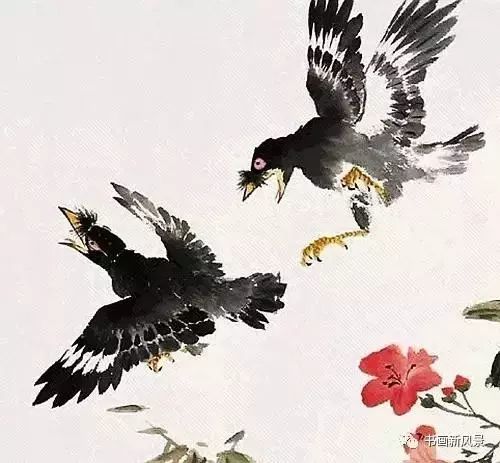 王雪涛画飞鸟(局部) 王雪涛(1903--1982),中国现代著名小写意花鸟画