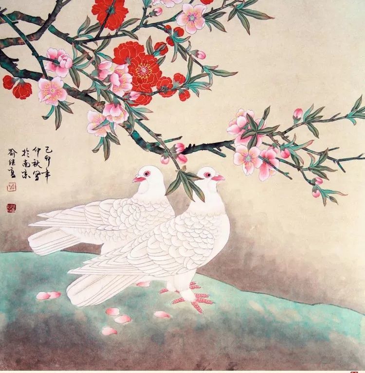 喻继高工笔画鸽,静雅秀丽!