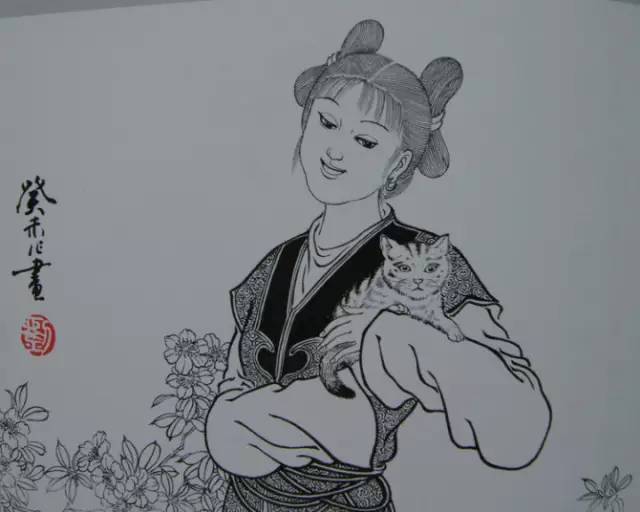 国画白描美女人物欣赏,收藏临摹!