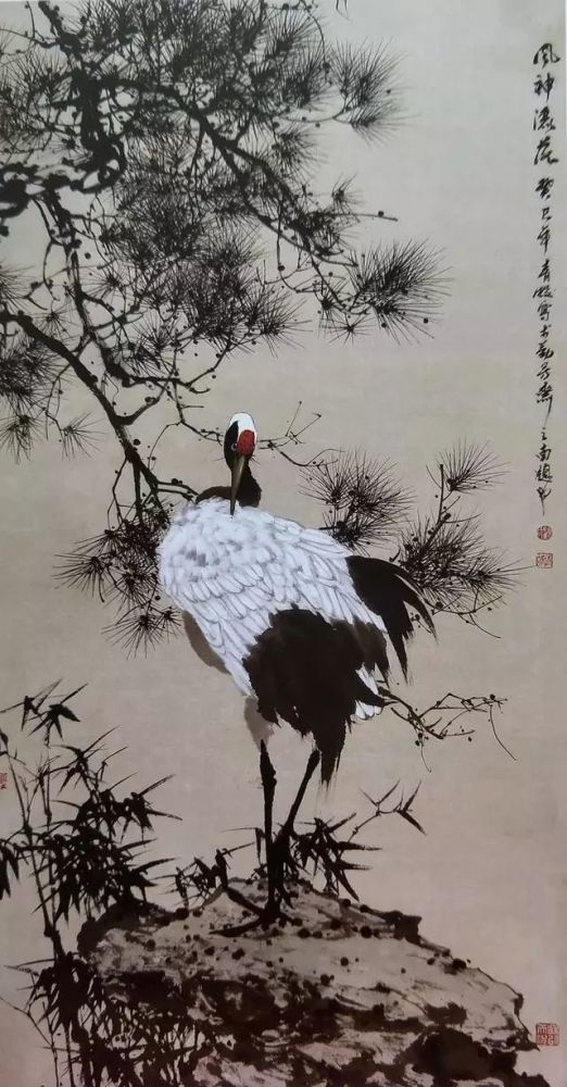 顾青蛟松树题材写意花鸟作品欣赏