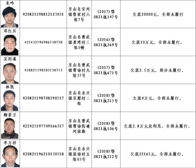 湖北又曝光一批失信黑名单！照片已曝光（附名单） 综合 第8张