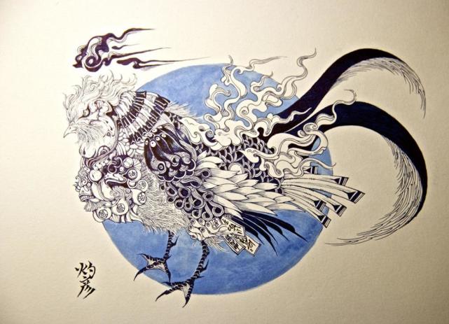 《山海经》怪物手绘10张:鸟首龙身,龙头鸟身,人面龙身