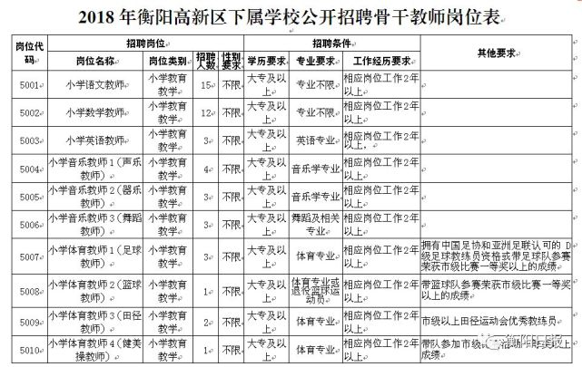 衡阳市高新区公开招聘55名小学骨干教师 转给